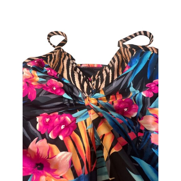 Miraclesuit Womens Floral Swim Tank Top With Animal Print Accents Size 10 NWT - Picture 4 of 6